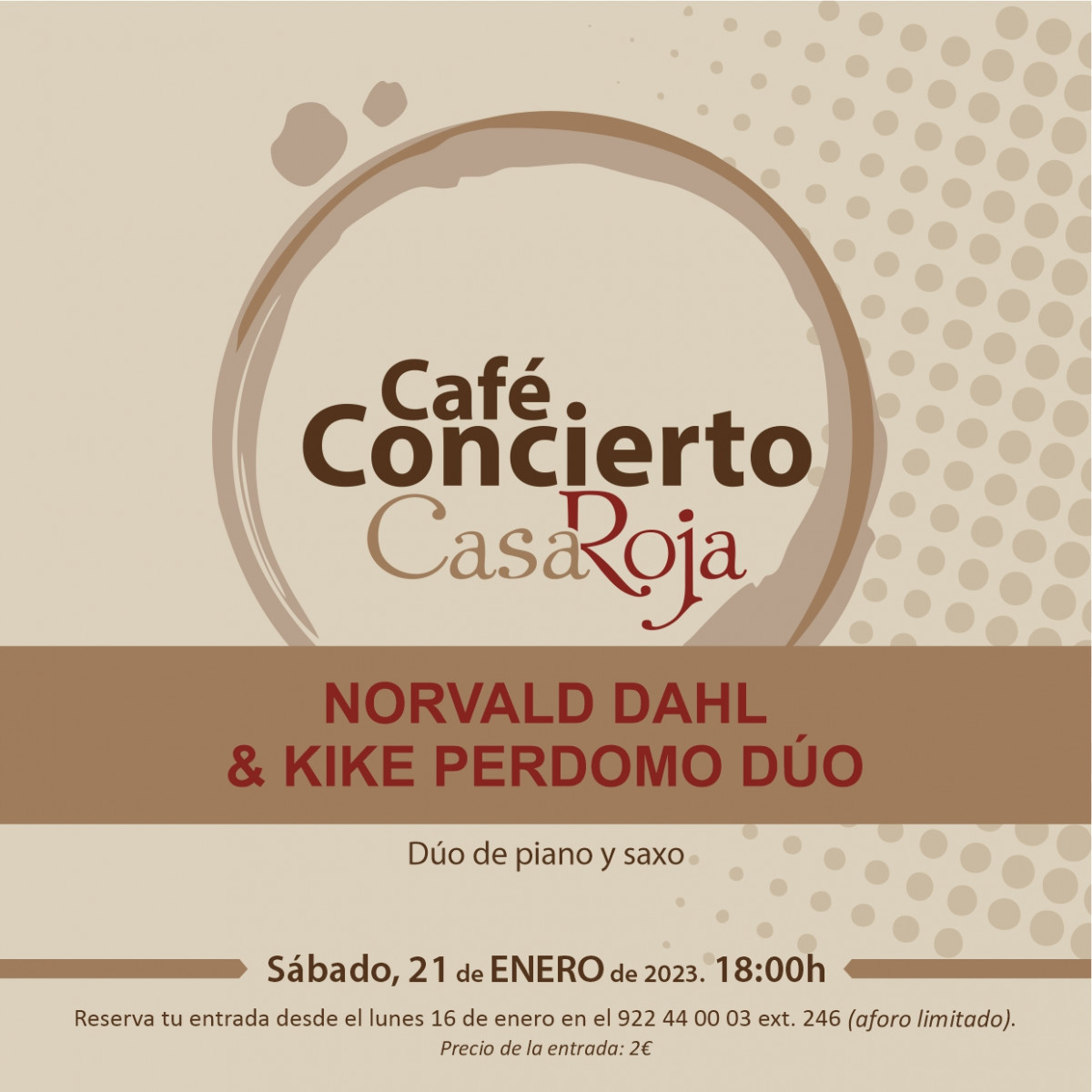 Cartel Cafu00e9 Concierto su00e1bado 21 de enero