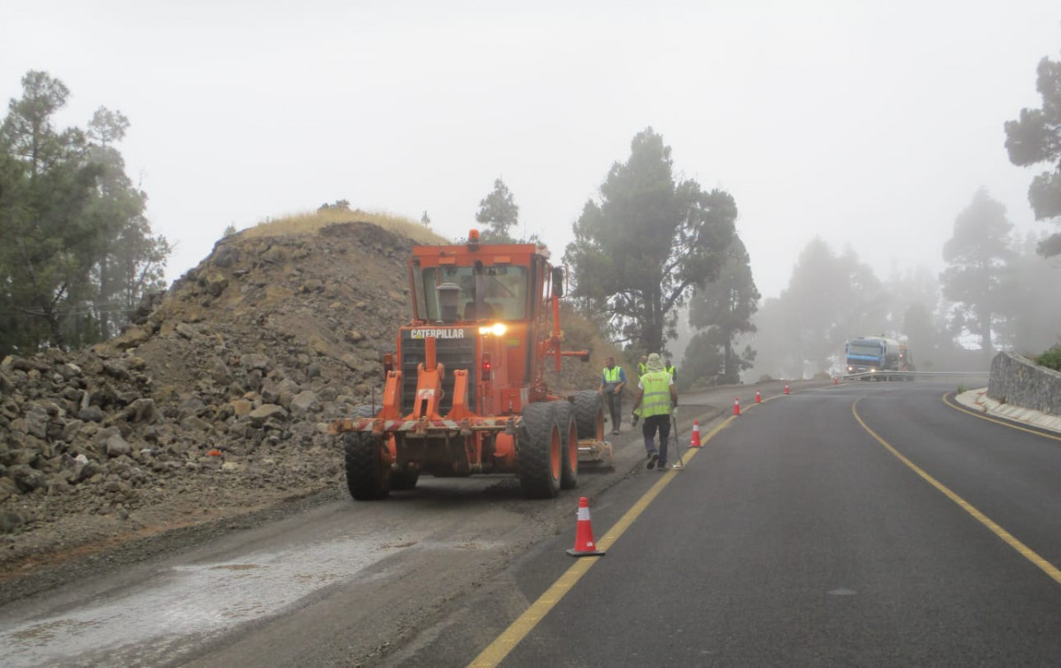 Imagen obra carretera en La Palma