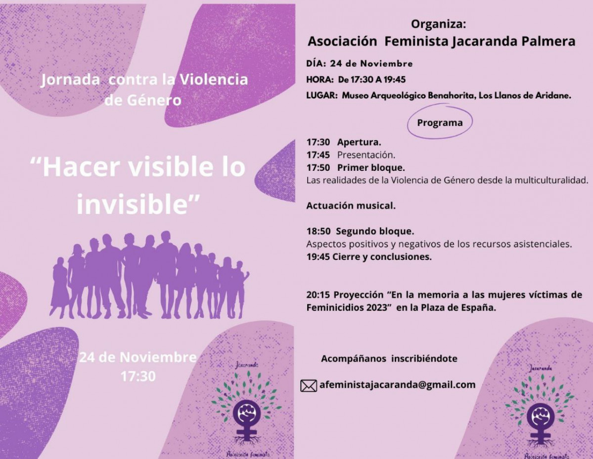 Cartel Asociaciu00f3n Feminista Jacaranda 24 N 2023