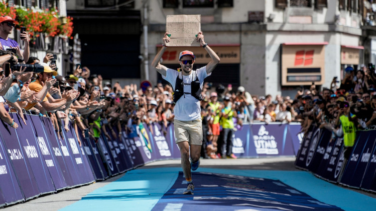 Germain Grancier entrando tercero en la pasada edición de UTMB
