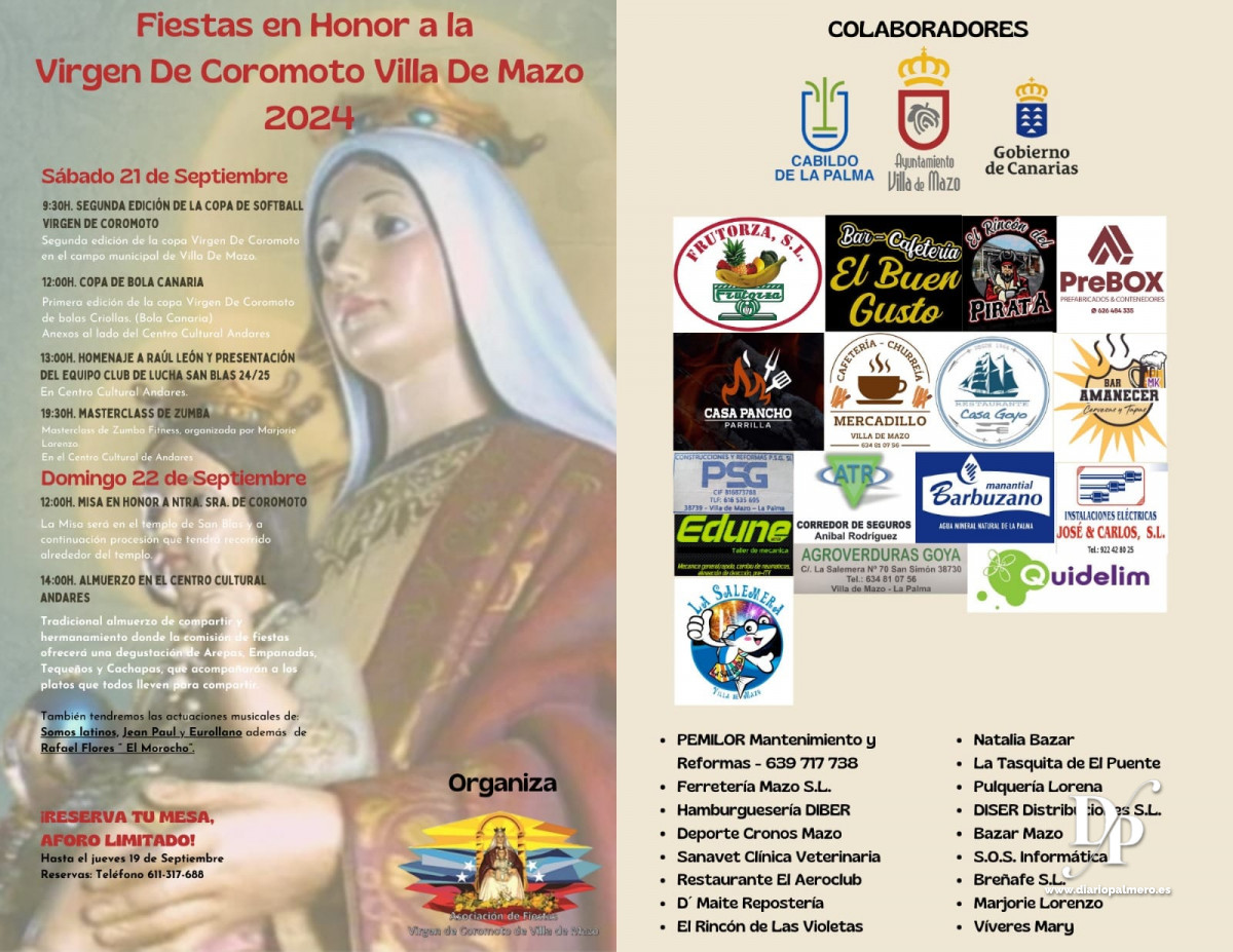 Cartel Fiestas del Coromoto Villa de Mazo 