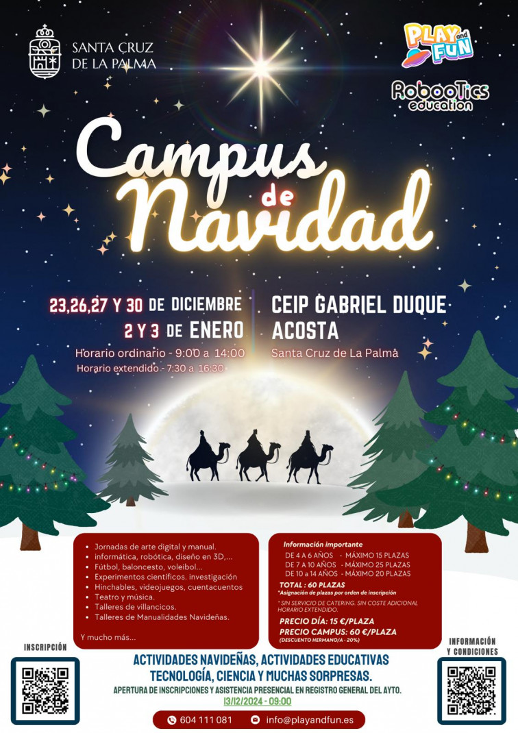 Cartel campus navideño educación Santa Cruz de La Palma