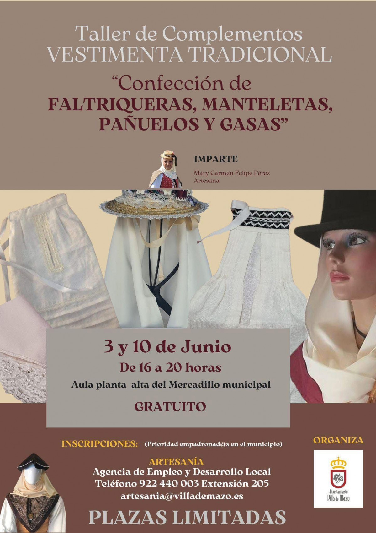 Cartel taller completos vestimenta traidiconal